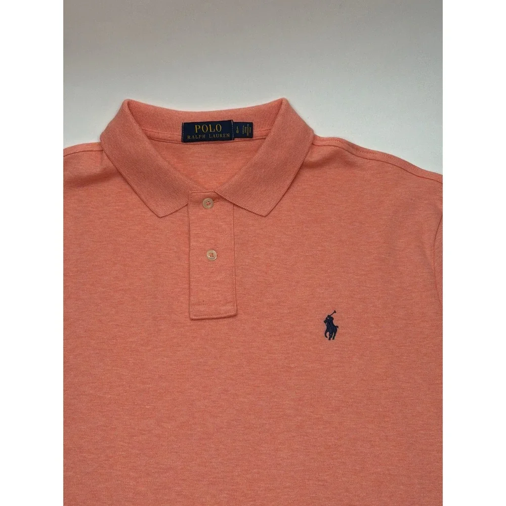Polo Ralph Lauren Mens Large Heather Orange Short Sleeve Cotton Polo Shirt Large